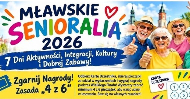Mławskie Senioralia 2026 obejmą sześć dni aktywności, a siódmego dnia odbędzie się finał z losowaniem nagród. Finał odbędzie się 21 października 2026 r. o godz. 11.00 w Miejskim Domu Kultury w Mławie.